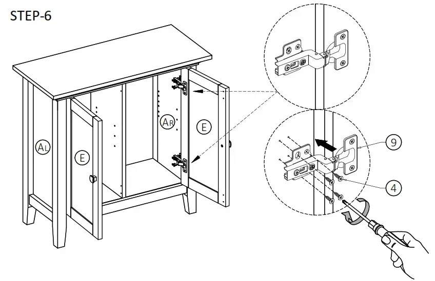 Cypress Hills AXCRGREY13 Greystone Rustics Wood Low Storage Cabinet - Assemble Step 6
