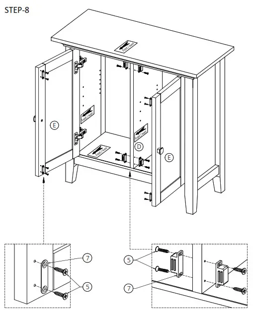 Cypress Hills AXCRGREY13 Greystone Rustics Wood Low Storage Cabinet - Assemble Step 8
