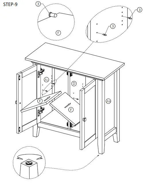Cypress Hills AXCRGREY13 Greystone Rustics Wood Low Storage Cabinet - Assemble Step 9