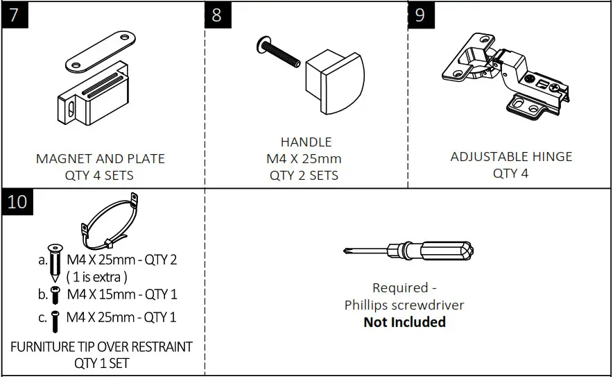 Cypress Hills AXCRGREY13 Greystone Rustics Wood Low Storage Cabinet - Hardware Description 2