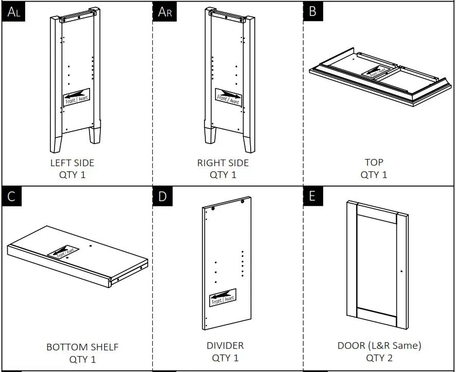 Cypress Hills AXCRGREY13 Greystone Rustics Wood Low Storage Cabinet - Part Description 1