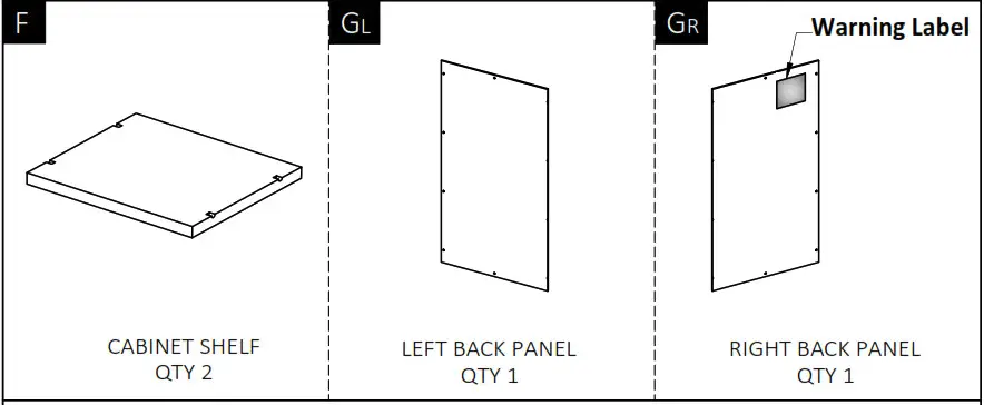 Cypress Hills AXCRGREY13 Greystone Rustics Wood Low Storage Cabinet - Part Description 2