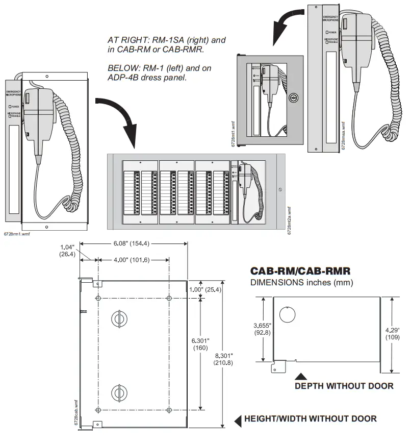Honeywell RM 1 Series Remote Microphone and Cabinets - MOUNTING