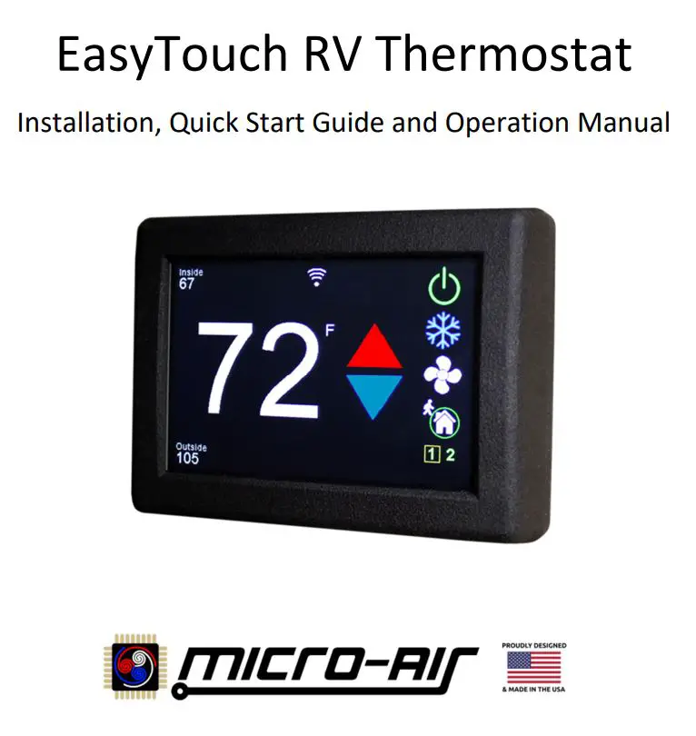 micro-Air ASY-351-X01 EasyTouch RV Thermostat Installation Guide