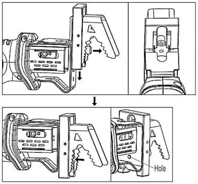 Coopers Orange Cordless Saw Rechargeable H223 - Mounting the Hook