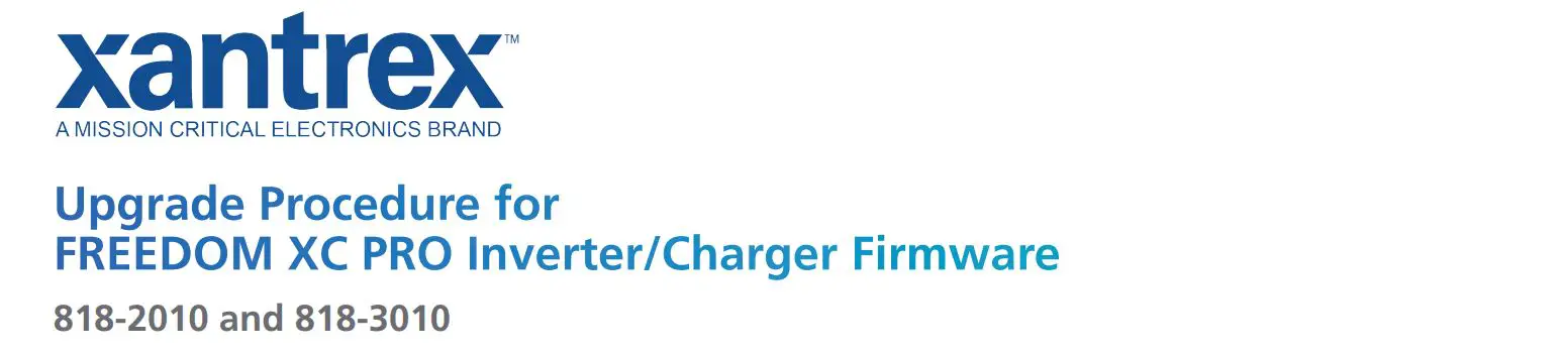 xentrex 818-2010 Freedom XC Pro Inverter Charger Firmware User Guide