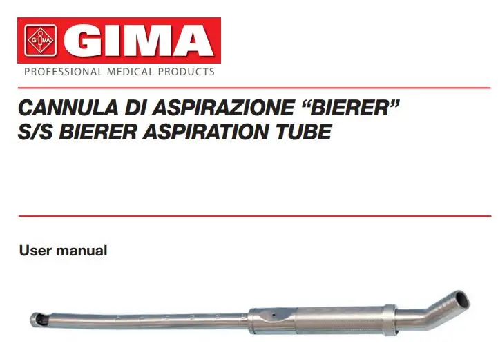 GIMA S S Bierer Aspiration Tube User Manual