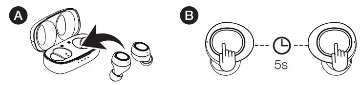 amazon basics B07T3VJKF4 Ultra-Light True Wireless Bluetooth Earbuds User Guide - Power off