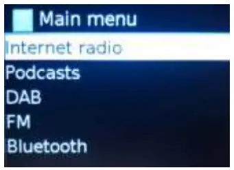 Lenco DIR-140 Stereo Internet Radio with DAB+ FM and Bluetooth - main menu