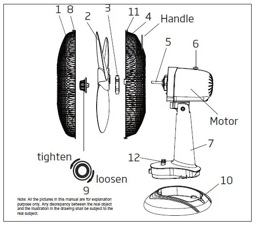 Midea FT30-8MB 12-Inch Electric Table Fan fig1