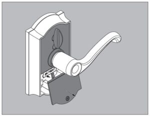 Fig 8 Remove battery cover from the interior thumbturn
