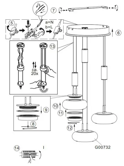 Paul Neuhaus 835044 Ceiling Light - electrical connection