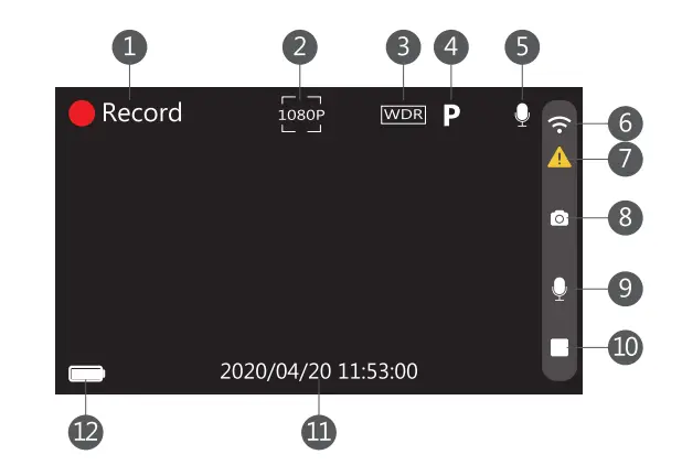 Z-EDGE R1 Dual Dash Cam Built in Wi-Fi FHD 1080P Camera - Recording