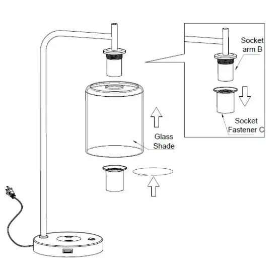 global sources GL-TLM030W LED Light Metal Table Lamp with Wireless Charging Pad and USB Port 1