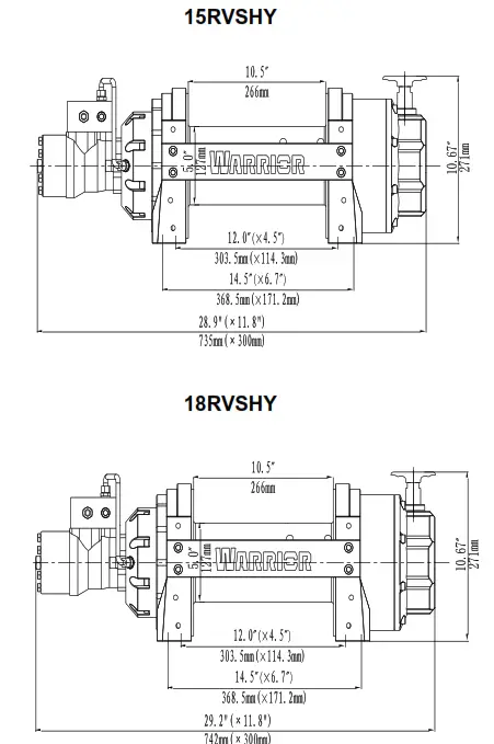 WARRIOR Hydraulic Winch - OUTLINE
