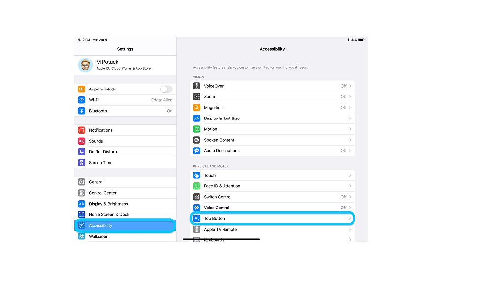 Adjust Settings For The Home Or Top Button