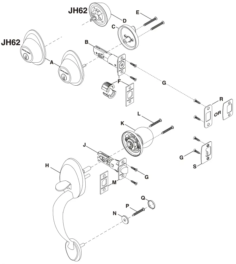 Schlage Jh60/jh62 Active Door Handleset Installation Manual