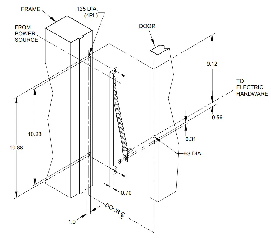 ABH PT105 105° Door Swing Power Transfer