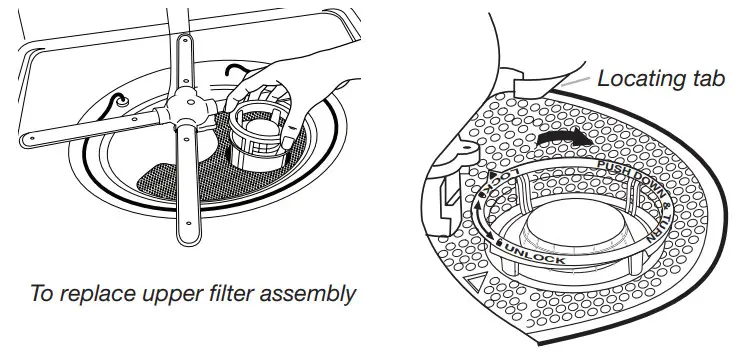 KitchenAid W11133228C Dishwashers - Insert the upper filter