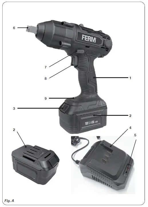 FERM CDM1127 Cordless Impact Wrench 18V 1