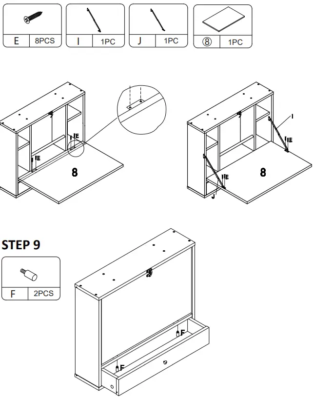 JAXSUNNY-HG61U0829-Wall-Mounted-Cabinet-W-Folding-Down-Table-Desk-FIG-9