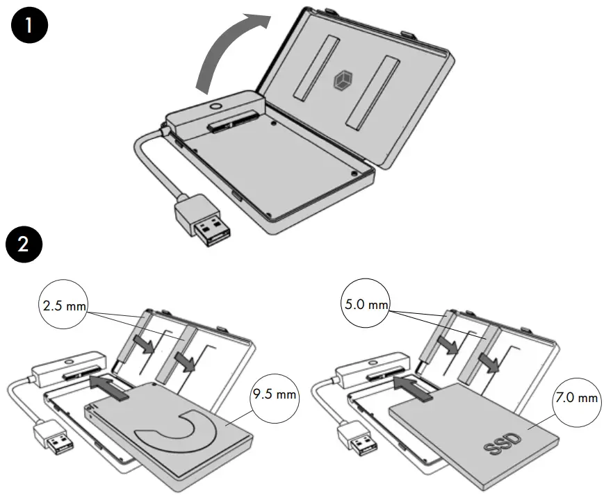 ICY BOX IB-AC603b-U3 2.5 Inch SATA To USB 3.2 Gen 1 Adapter With Protection Box - figure 1