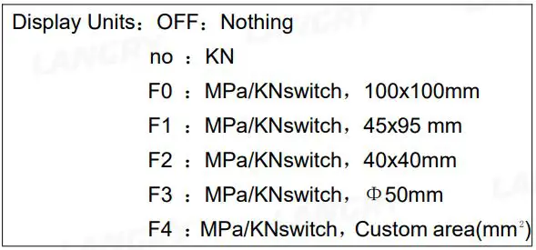 LANGRY LR-P40 Pull-off Tester - Area parameter setting