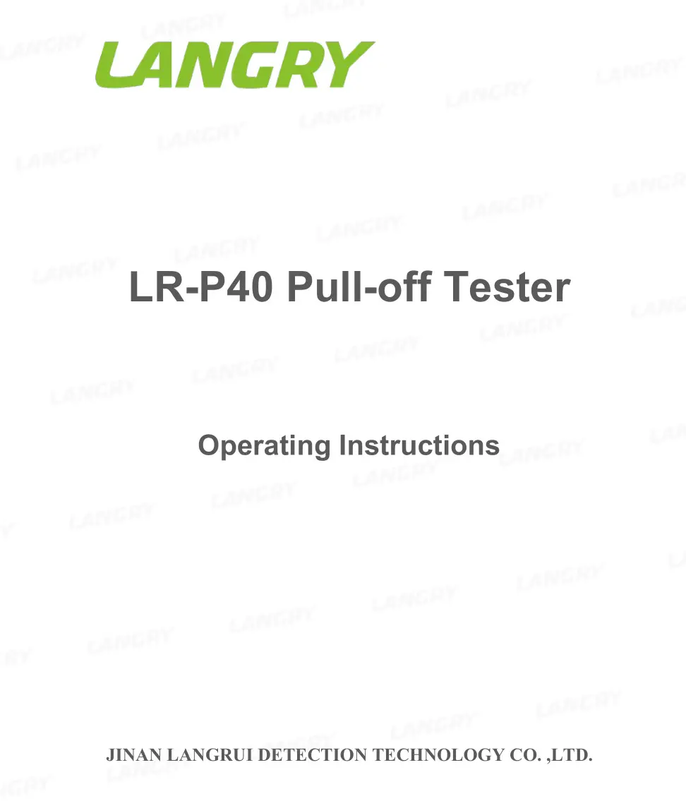 LANGRY LR-P40 Pull-off Tester Instruction Manual