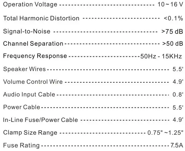 Boss Motorcycle Speaker - Specifications