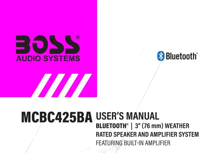 Boss Motorcycle Speaker User Manual