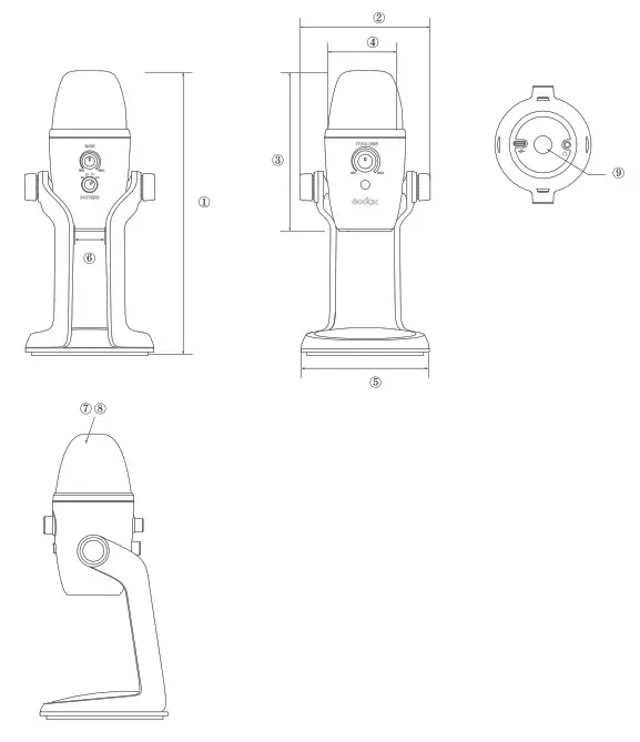 Godox UMic82 Multi Pattern USB Condenser Microphone- Product Diameter