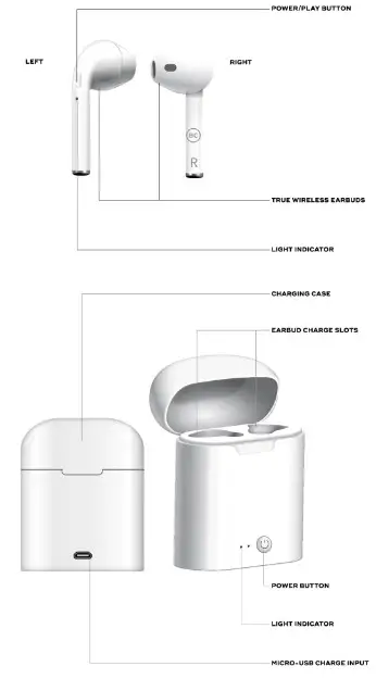 Shenzhen Sincodynamic Technology PATW1001BK Encore True Wireless Earbuds- Product Diagram