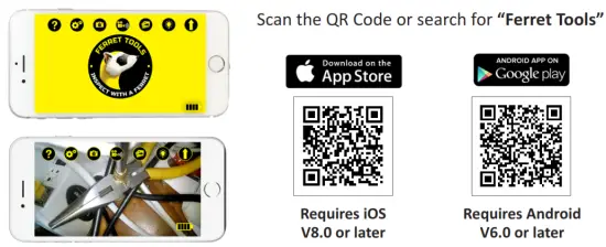 FERRET TOOLS CFWF50L Ferret Lite Multipurpose Wireless Inspection Camera - erret App