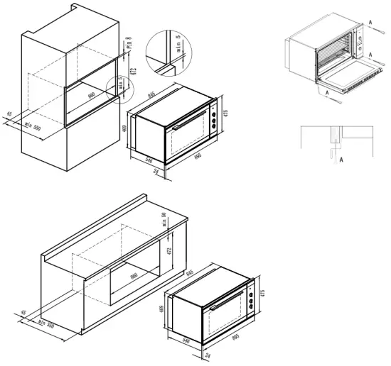 ARTUSI CAO900 90cm Electric Built In Oven - screw