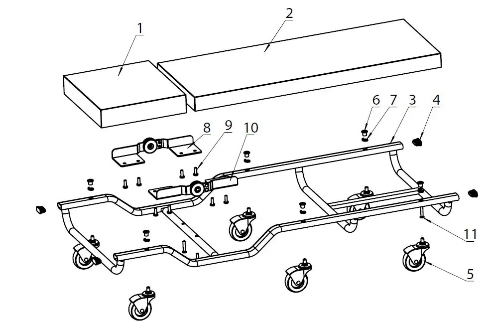DAYTONA 350 LB Heavy Duty Creeper with Adjustable Headrest-FIG1