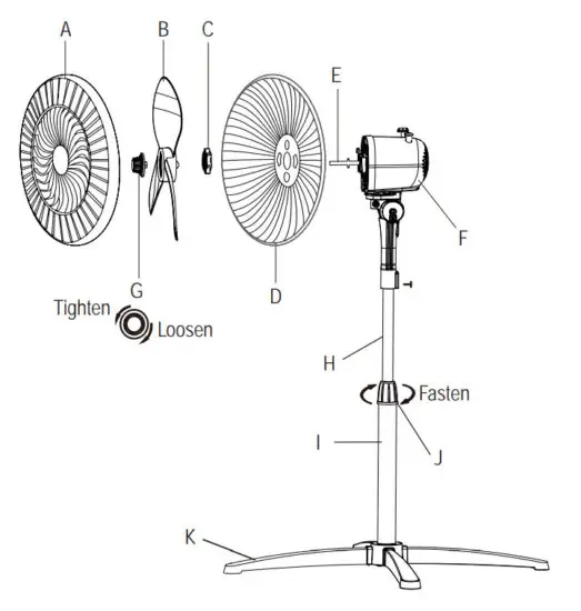 HAMPTON BAY FS40 21MA 16 Inch Stand Fan - PART FIGURE