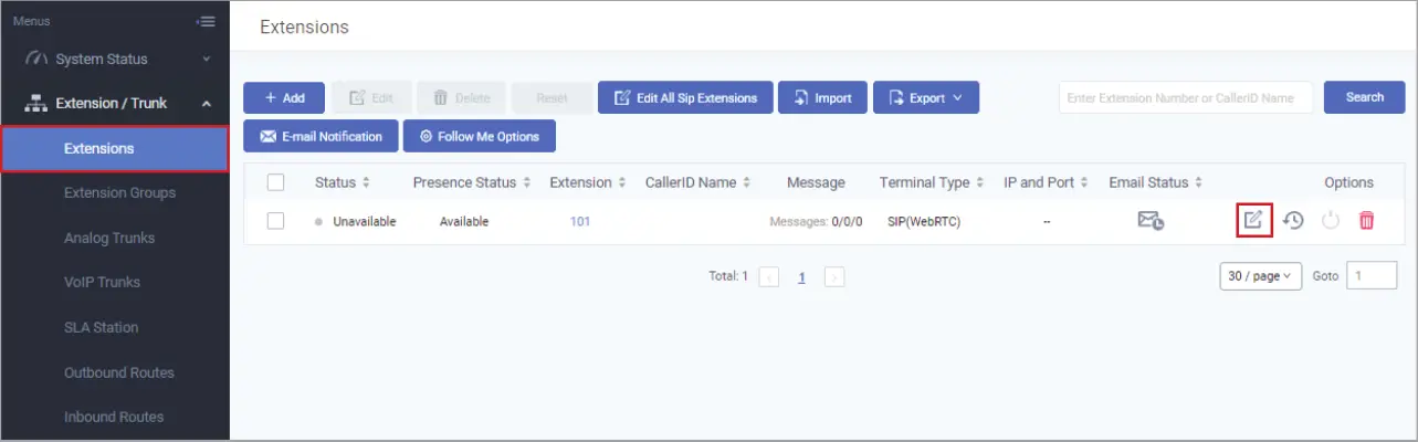 AIPHONE IXW PBXA Device - Extensions 1