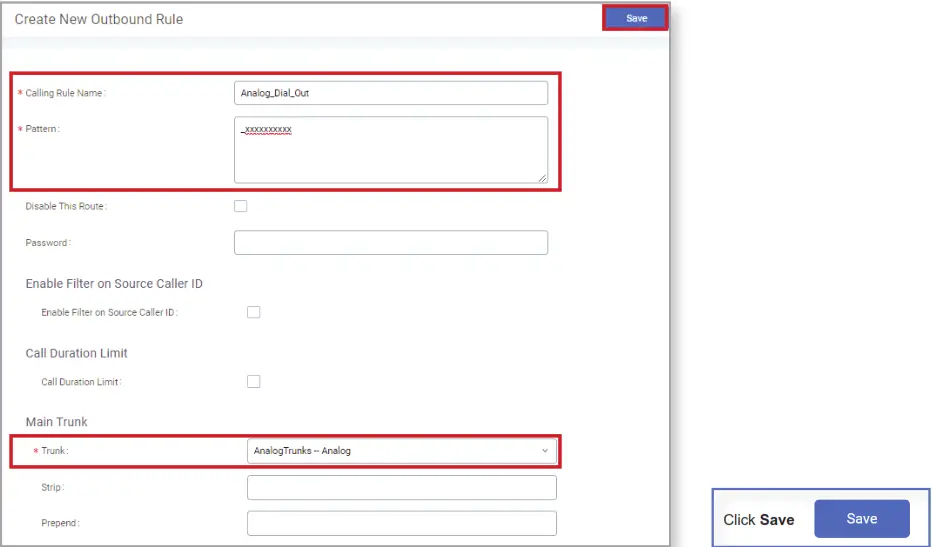 AIPHONE IXW PBXA Device - Outbound Routes