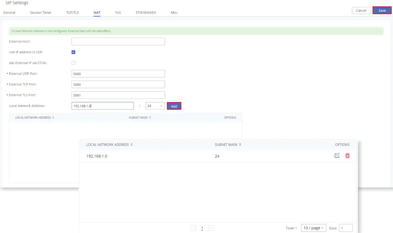 AIPHONE IXW PBXA Device - SIP Settings