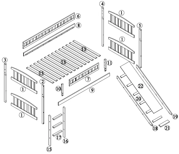 GODEER LGODEER LT000504LXLAAE Gray Twin Size Loft Bed FIG (2)T000504LXLAAE Gray Twin Size Loft Bed FIG (2)