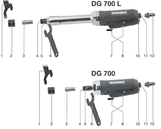 metabo DG 25 Set Pneumatic Straight Grinder-1