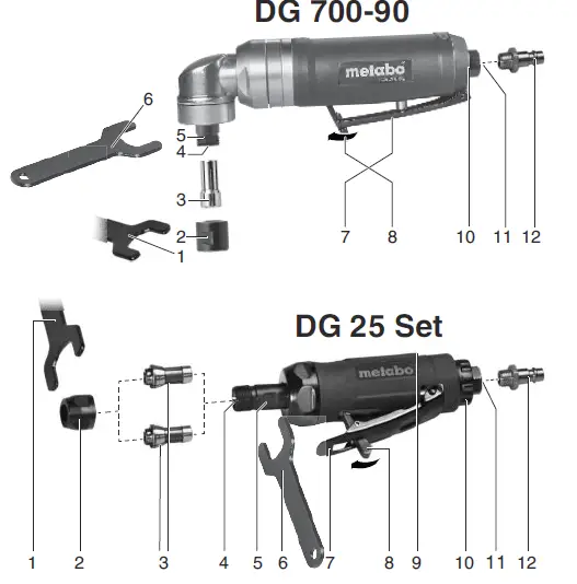 metabo DG 25 Set Pneumatic Straight Grinder-2