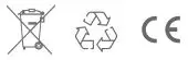 disposal, recycle. ce icon