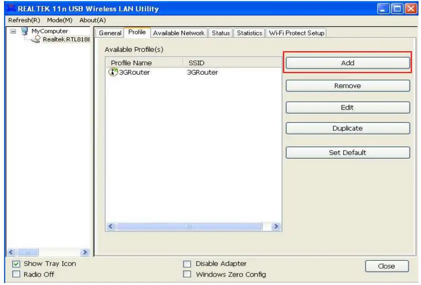 DIGITUS DN-70543 Wireless 300n Usb 2.0 Internet Adapter User Manual - Add a new profile