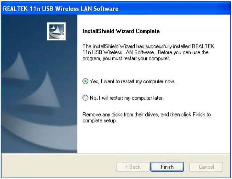 DIGITUS DN-70543 Wireless 300n Usb 2.0 Internet Adapter User Manual - Once the installation is finished the computer will be asked to reboot