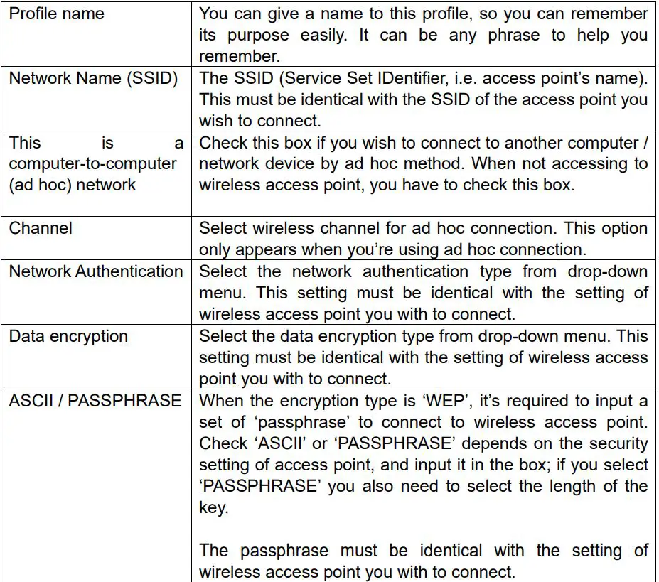 DIGITUS DN-70543 Wireless 300n Usb 2.0 Internet Adapter User Manual - Required parameters are