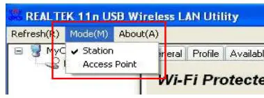 DIGITUS DN-70543 Wireless 300n Usb 2.0 Internet Adapter User Manual - Select ‘Mode’, and then select ‘Access Point