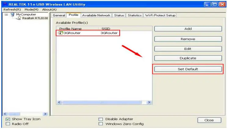 DIGITUS DN-70543 Wireless 300n Usb 2.0 Internet Adapter User Manual - Set as default profile