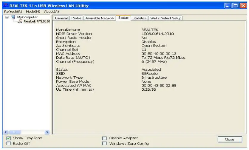 DIGITUS DN-70543 Wireless 300n Usb 2.0 Internet Adapter User Manual - Status