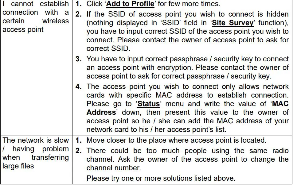 DIGITUS DN-70543 Wireless 300n Usb 2.0 Internet Adapter User Manual - Troubleshooting